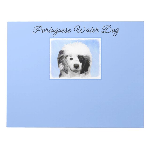 Portuguese Water Dog Painting - Original Dog Art N Notepad (Front)