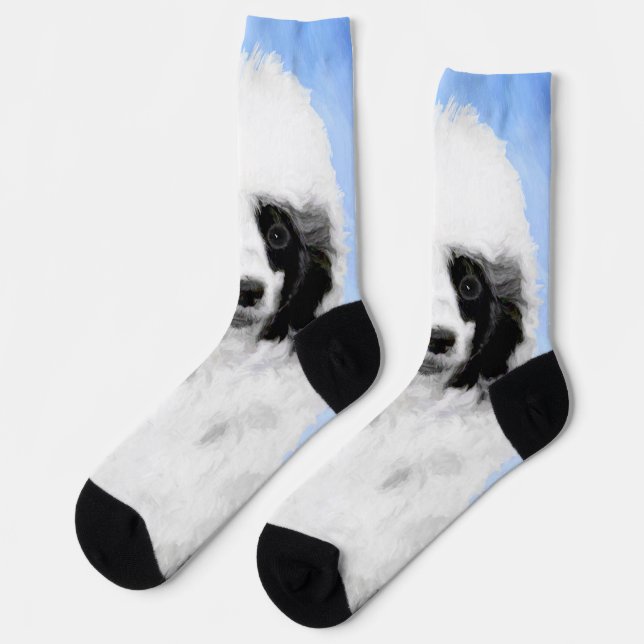 Portuguese Water Dog Painting - Original Dog Art Socks (Left)