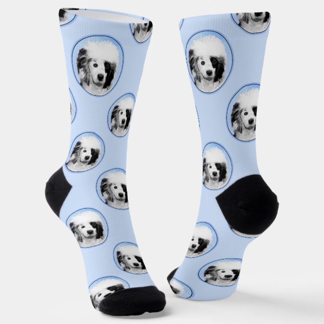 Portuguese Water Dog Painting PWD Original Dog Art Socks (Angled)