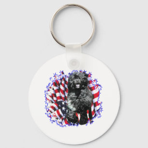 Portuguese Water Dog Patriot Keychain
