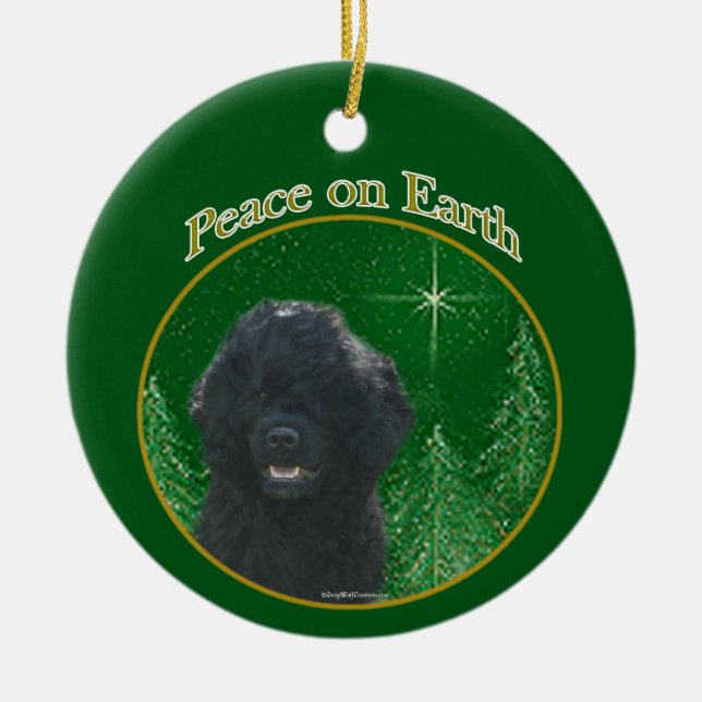 Portuguese Water Dog Peace Ceramic Ornament (Front)