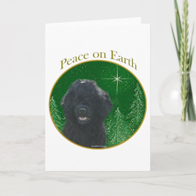 Portuguese Water Dog Peace Holiday Card (Front)