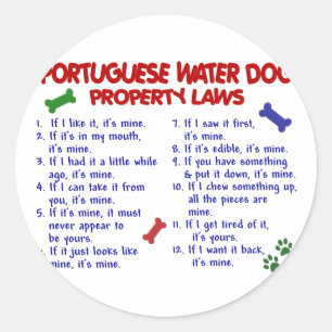 PORTUGUESE WATER DOG Property Laws 2 Classic Round Sticker
