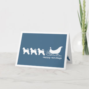 Portuguese Water Dog Pulling Santa's Sleigh Holiday Card