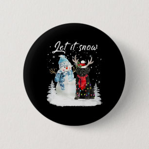 Portuguese Water Dog Santa Dog Christmas Snowman X 2 Inch Round Button