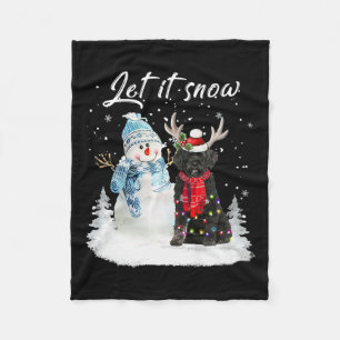Portuguese Water Dog Santa Dog Christmas Snowman X Fleece Blanket