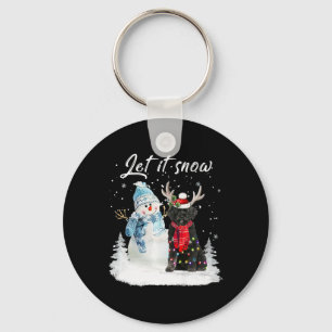 Portuguese Water Dog Santa Dog Christmas Snowman X Keychain