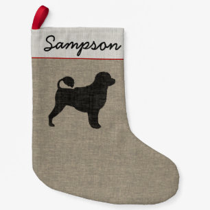 Portuguese Water Dog Silhouette with Custom Text Small Christmas Stocking