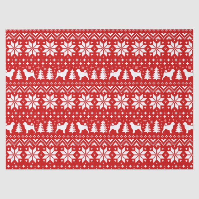 Portuguese Water Dog Silhouettes Christmas Pattern Tissue Paper (Front)