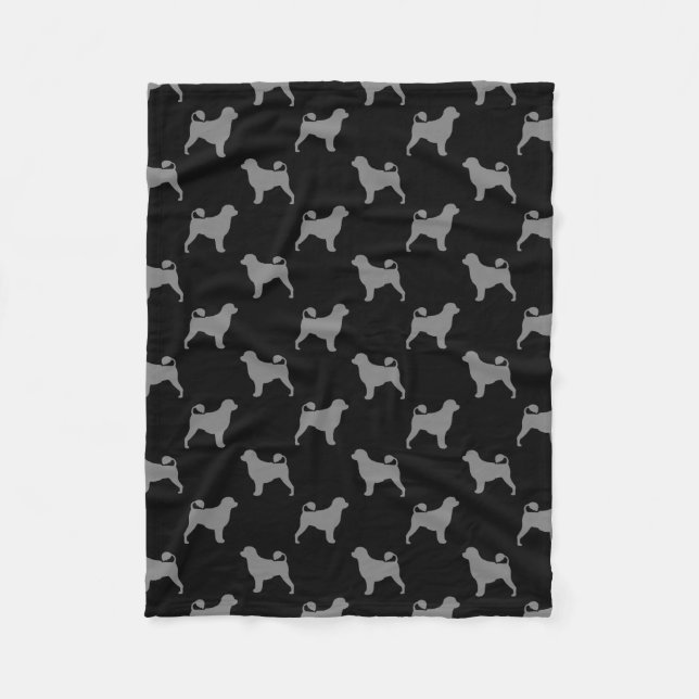 Portuguese Water Dog Silhouettes Pattern Porties Fleece Blanket (Front)