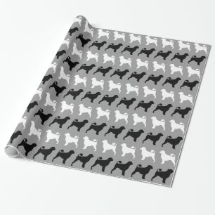 Portuguese Water Dog Silhouettes Pattern Wrapping Paper