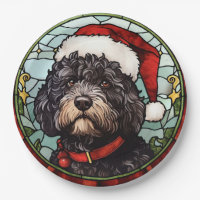 Portuguese Water Dog Stained Glass Christmas