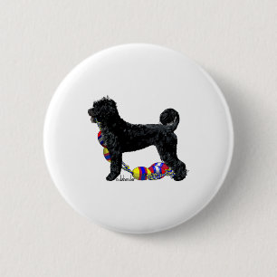 Portuguese Water Dog Standing with Float Line 2 Inch Round Button