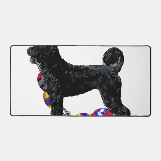 Portuguese Water Dog Standing with Float Line Desk Mat (Front)