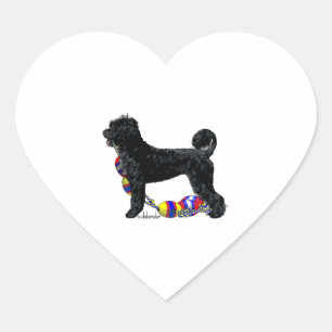 Portuguese Water Dog Standing with Float Line  Heart Sticker