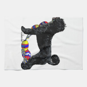 Portuguese Water Dog Standing with Float Line Kitchen Towel