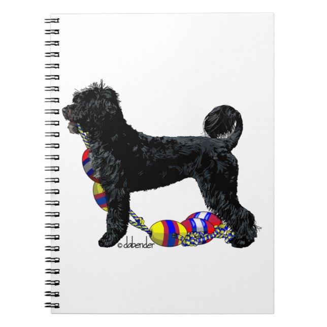 Portuguese Water Dog Standing with Float Line Notebook (Front)