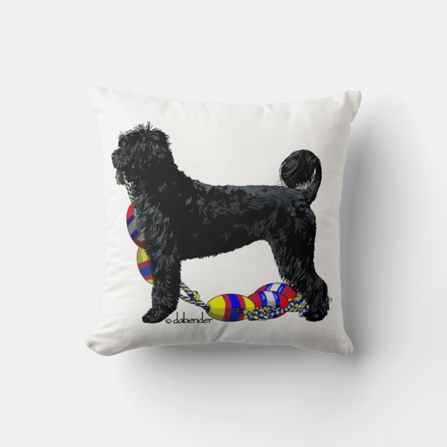 Portuguese Water Dog Standing with Float Line Throw Pillow (Front)