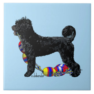 Portuguese Water Dog Standing with Float Line Tile