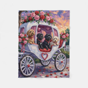 Portuguese Water Dog Valentine's Day Fleece Blanket