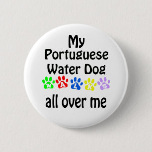Portuguese Water Dog Walks Design 2 Inch Round Button