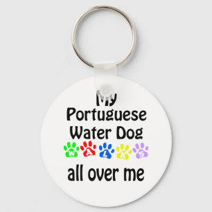 Portuguese Water Dog Walks Design Keychain