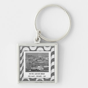 Portuguese waves cobblestone First Vacation Keychain