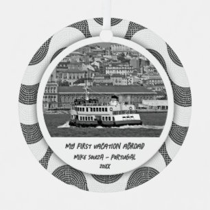 Portuguese waves cobblestone First Vacation Metal Ornament