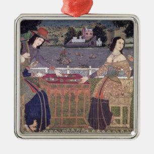 Portuguese women eating a meal, Goa Metal Ornament