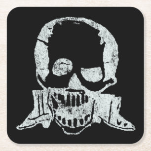 Posada Calavera Boots and Skull Square Paper Coaster