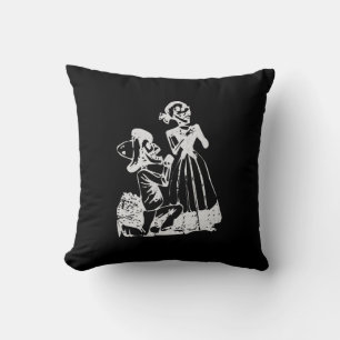 Posada Calavera Courting on Bended Knee Throw Pillow