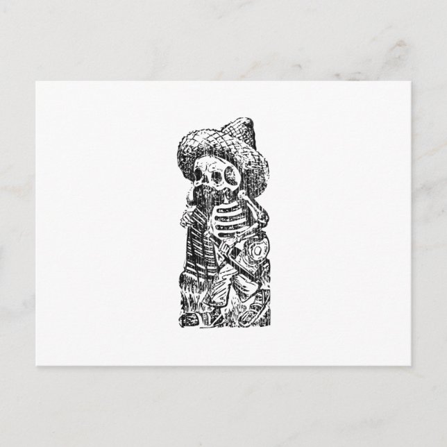 Posada Calavera with Mustache and Tequila Postcard (Front)