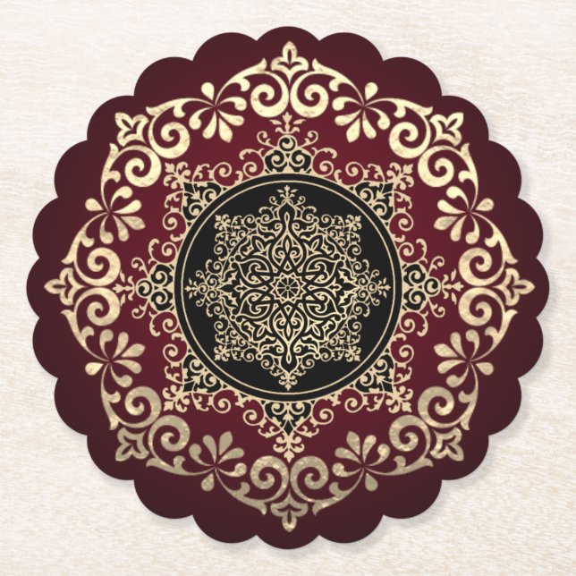 Posavasos de cartón rojo con decoración paper coaster (Front)