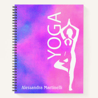 Pose Arbre Carnet de Yoga - Aquarelle rose & viole