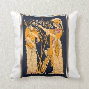 Poseidon and Athena Throw Pillow