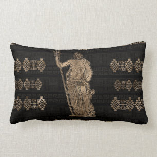 Poseidon and Greek Meander Ornament Lumbar Pillow