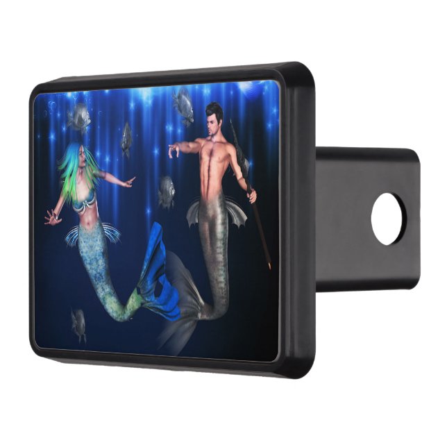 Poseidon And the Mermaid Trailer Hitch Cover (Left)