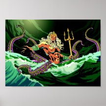 Poseidon Comes Out Of The Sea Print Color Poster