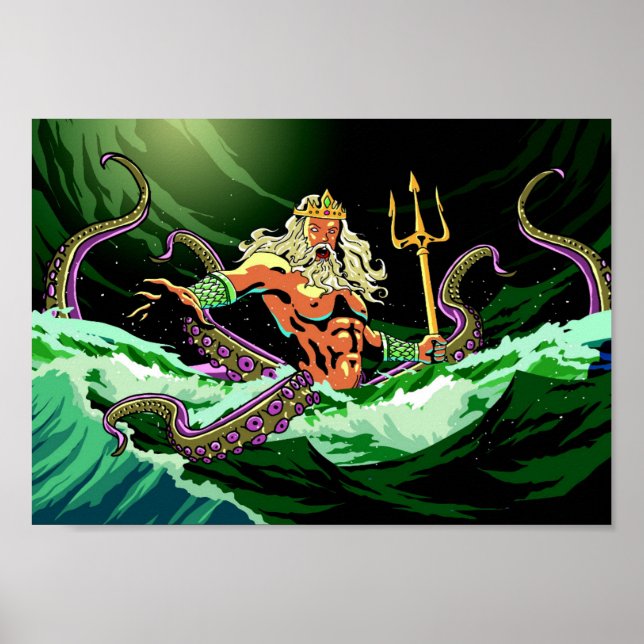Poseidon Comes Out Of The Sea Print Color Poster (Front)