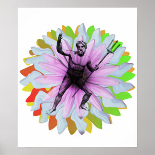 Poseidon, god of the sea and Mount Olympus Poster