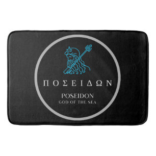 Poseidon Greek God of the Sea Trident Design Bath Mat