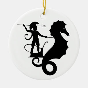 Poseidon, Greek relief design Ceramic Ornament