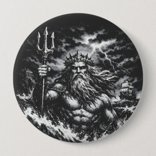 Poseidon — Lord of the Deep by BurnsInHell 4 Inch Round Button
