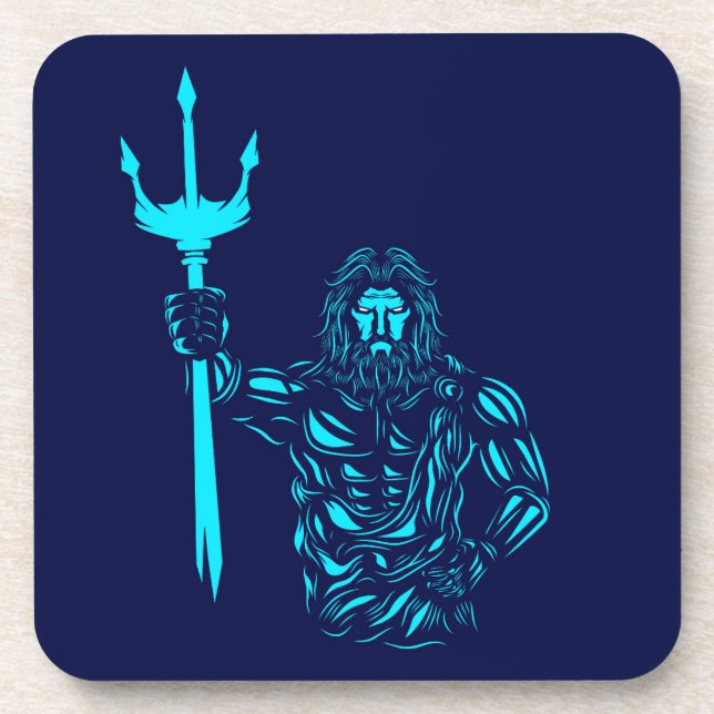 Poseidon mythology pop art coaster (Front)