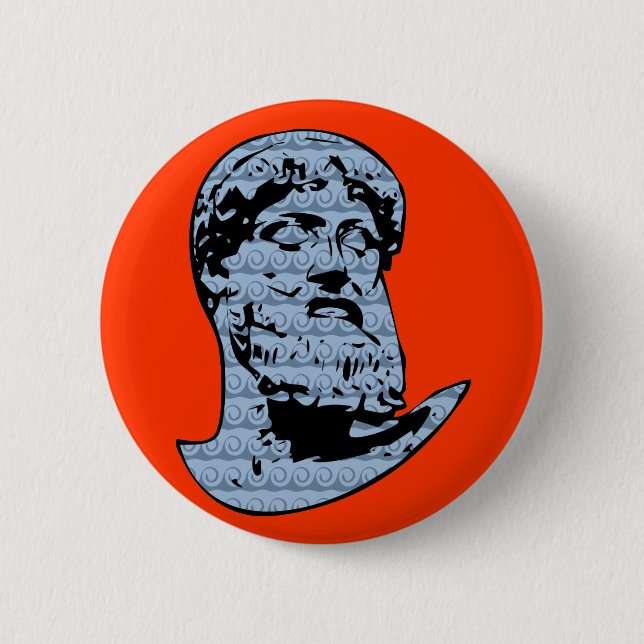 Poseidon statue 2 inch round button (Front)