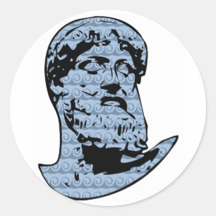Poseidon statue classic round sticker