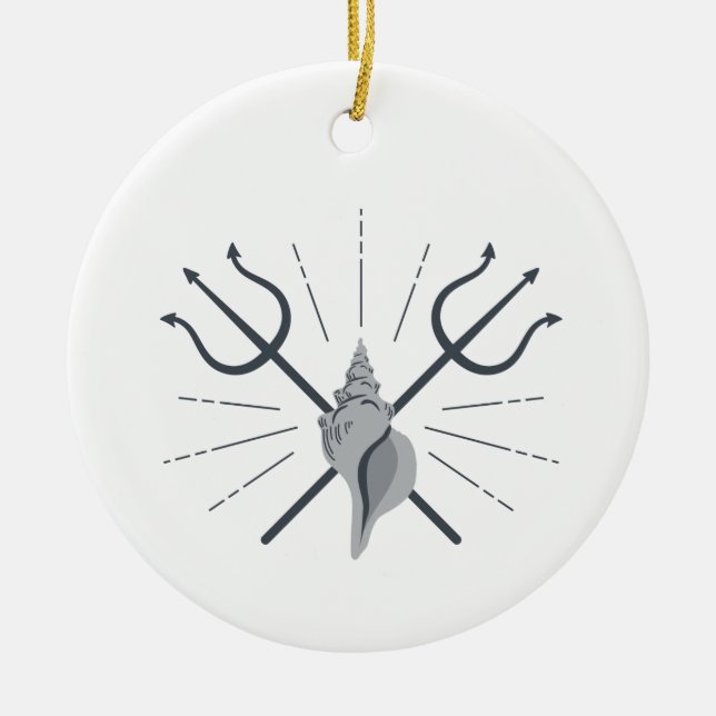 Poseidon Trident Ceramic Ornament (Front)