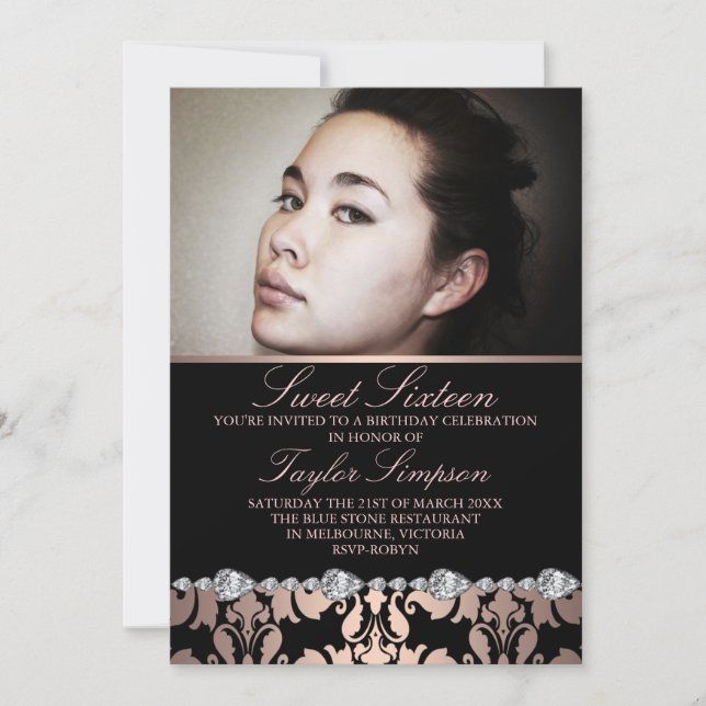 Poser des Damas et des diamants sucré16 invitation (Devant)