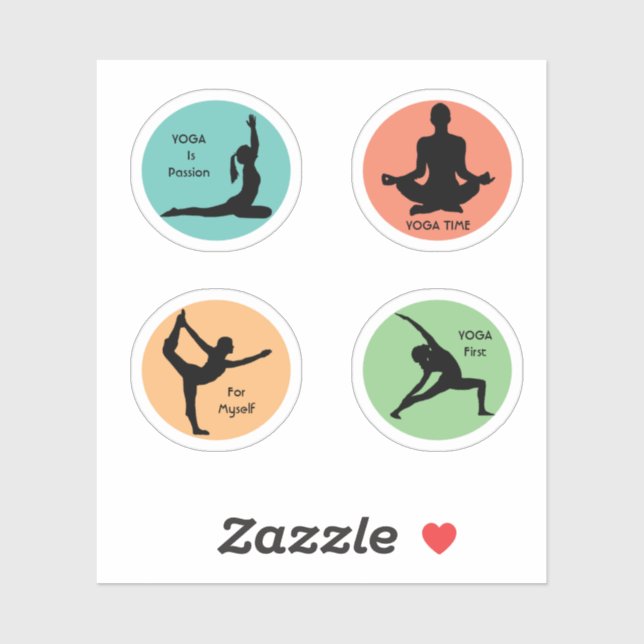 Poses de yoga, Sticker en vinyle coupé sur mesure (Feuille)