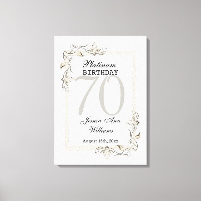 Posh 70th Platinum Birthday Canvas Print (Front)